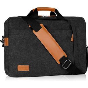 Men's Laptop Messenger Bag, 17-17.3 Inch Water Resistant Canvas (Dark Grey)